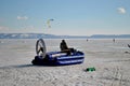 Hovercraft is one way to travel across the vast water area of Ã¢â¬â¹Ã¢â¬â¹the frozen Volga River during the SnowKite Would Cup.